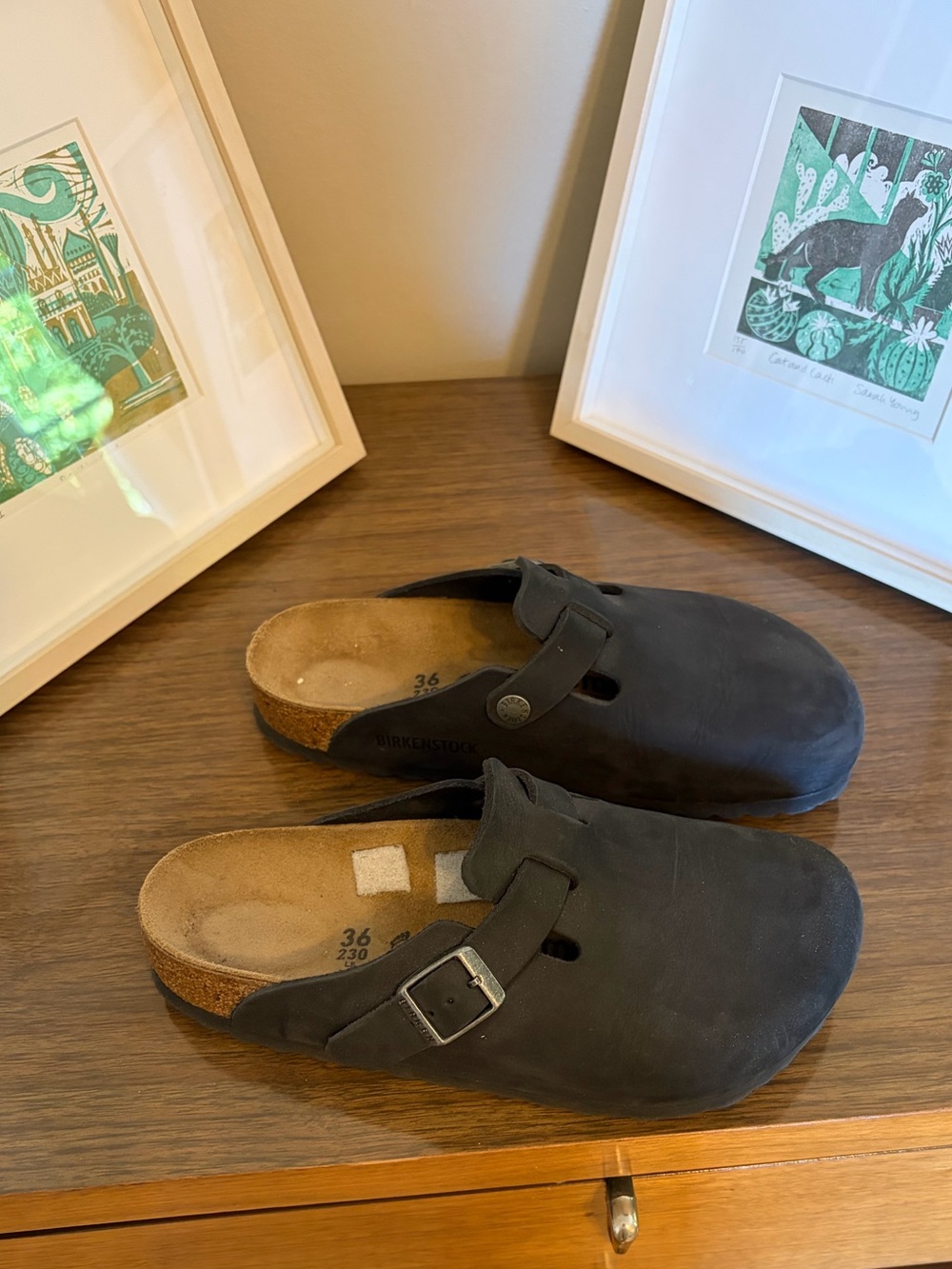 Birkenstock Black Oiled Leather Boston Clog Slip-On for Women